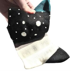 Black and White Patterned Men's Dress Crew Socks